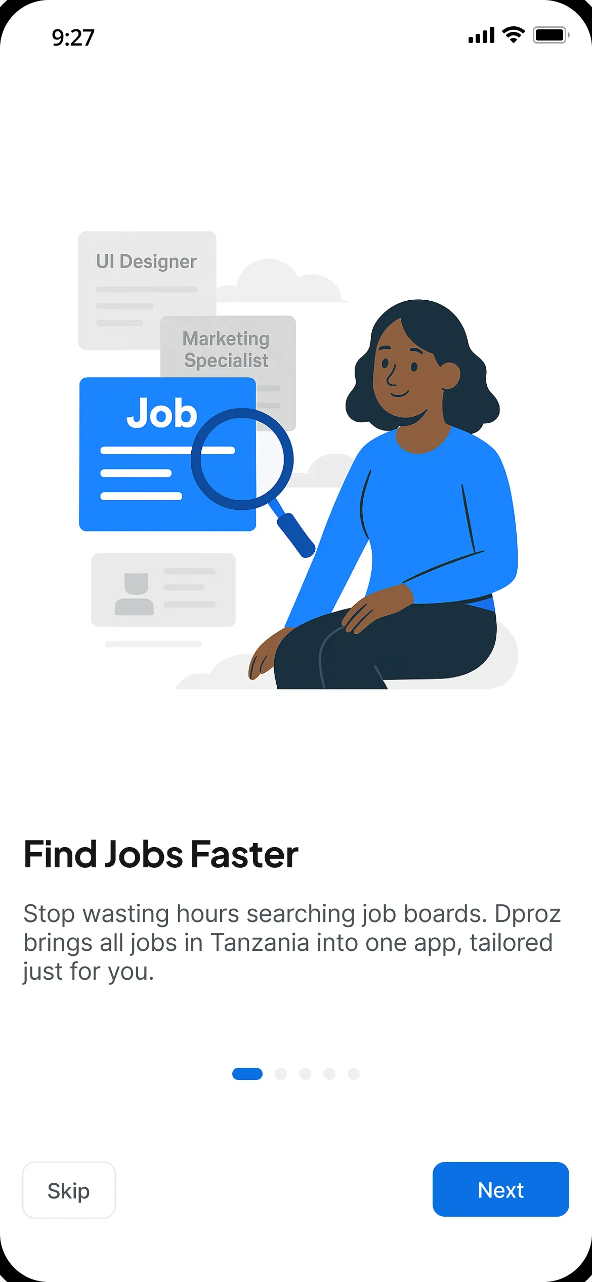 Onboarding step one: Find Jobs Faster