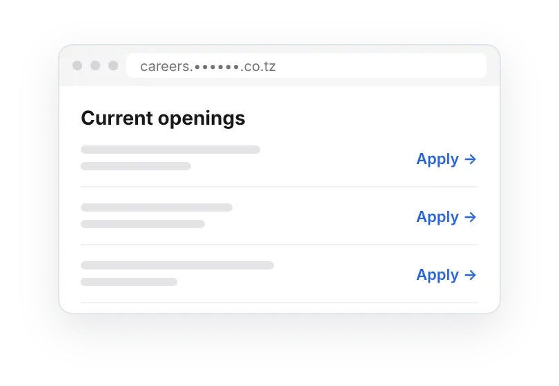 Current openings on a company website